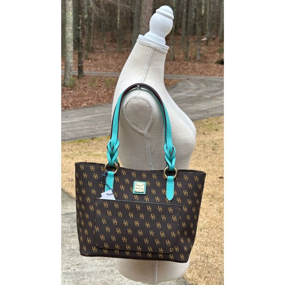 Dooney & Bourke Blakely Collection Small Tammy Tote Bag Brown Tmoro Aqua NEW